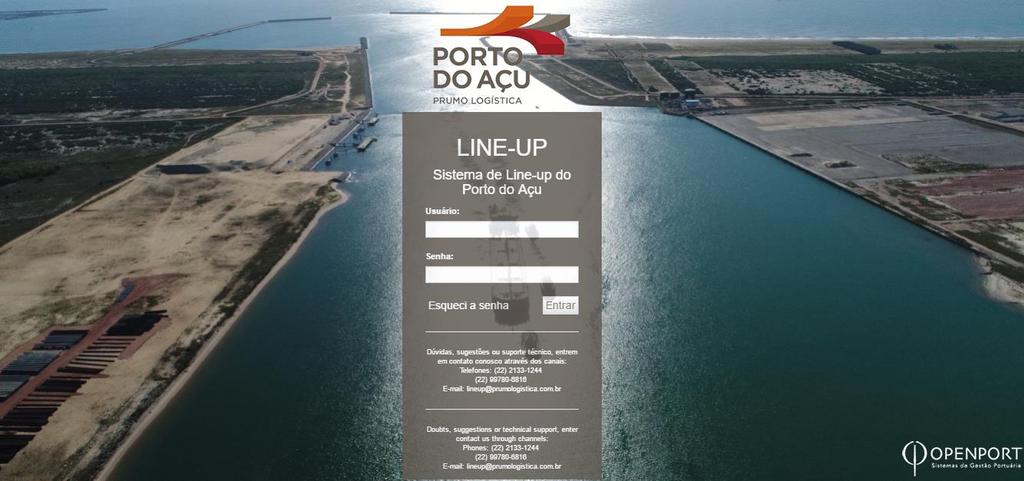 1. Introdução O sistema de Lineup do Porto do Açu visa permitir o gerenciamento do tráfego marítimo de forma integrada com os agentes e terminais.