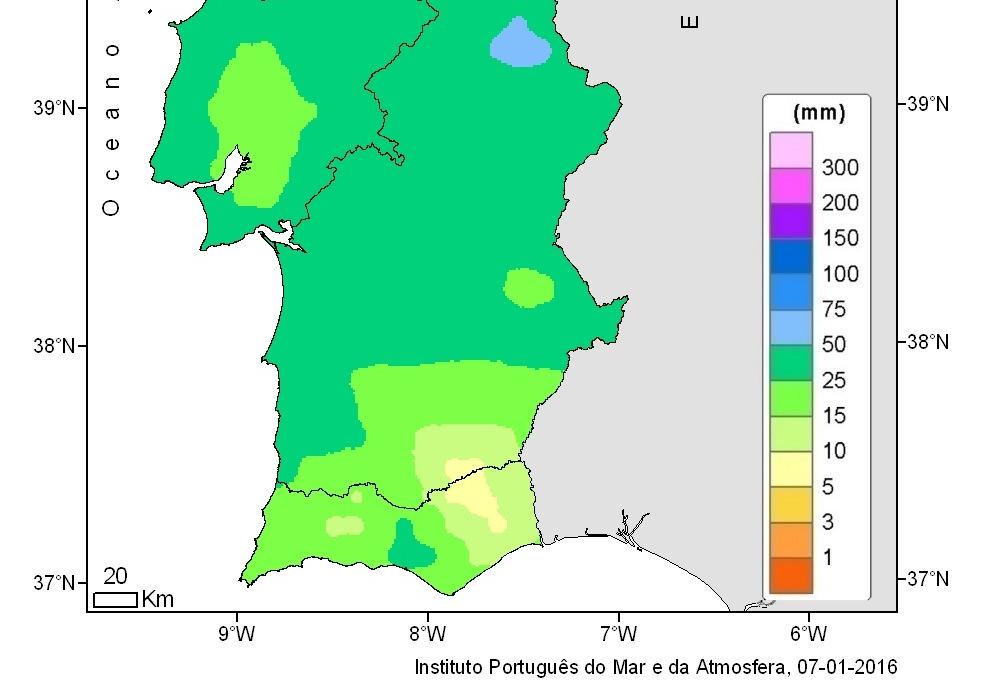 Nestas regiões os valores estavam acima dos valores normais para esta época do ano.