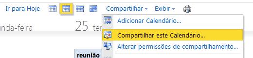 6.5 Como compartilhar o calendário O compartilhamento do calendário permite que outras pessoas tenham acesso a mais informações do que a simples disponibilidade de seus compromissos. 1.