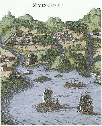 Mapa de São Vicente, de Reysboeck van het rijcke Brasilien, 1624. Fonte: MORI, V H, p.