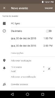 Entre com as informações na Agenda, que podem ser Nome, Local, Data, entre outras opções Pressione para adicionar um novo evento Relógio Você