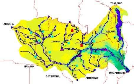 FIGURA 3 Gerenciamento dos Recursos Hídricos na Bacia de Zambezi (África) Fonte: www.dhisoftware.com/mikebasin 1.3.7 Irrigação A série histórica de demanda para irrigação pode ser dada explicitamente ou indiretamente, baseada em informações agrícolas (uso da terra, padrões de colheita, etc.