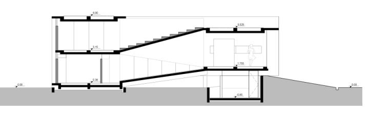 (Figura 1) (c) Figura 1: Casa Biovilla Patio, 2012: voluemtria; implantação; (c) corte longitudinal.