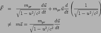 Na mecânica relativística tentamos proceder de maneira igual. Primeiro precisamos definir a força. A segunda lei de Newton pode ser generalizada para a forma relativística: Observações: 1.