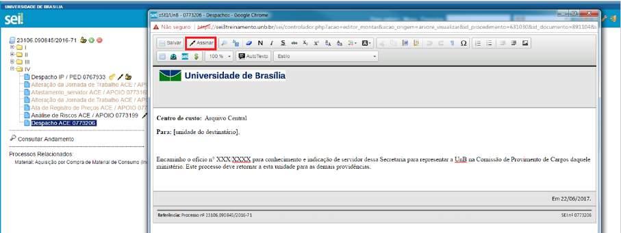 Basta que, enquanto a caneta ainda esteja na cor amarela, alguém da mesma unidade acesse o documento, realize sua edição e o assine novamente.