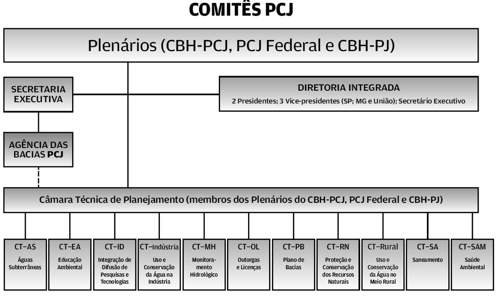 Figura 6 - Organograma dos Comitês PCJ. Fonte: Agência das Bacias PCJ, 2011.