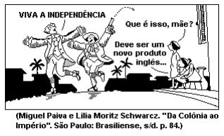 8. Na visão do cartunista, a Independência do Brasil, ocorrida em 1822, 9. a) foi resultado das manifestações populares ocorridas nas ruas das principais cidades do país.