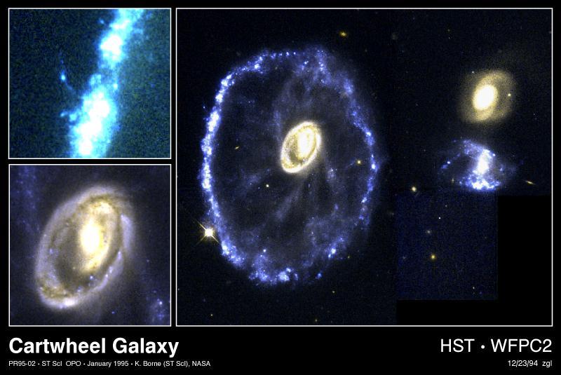 Galáxias Peculiares Roda de Carreta Galáxia que foi atravessada por outra bem menor, possivelmente uma das duas