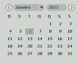 No canto superior direito está localizado o calendário, conforme a imagem a seguir. As datas marcadas em cinza possuem gravações.