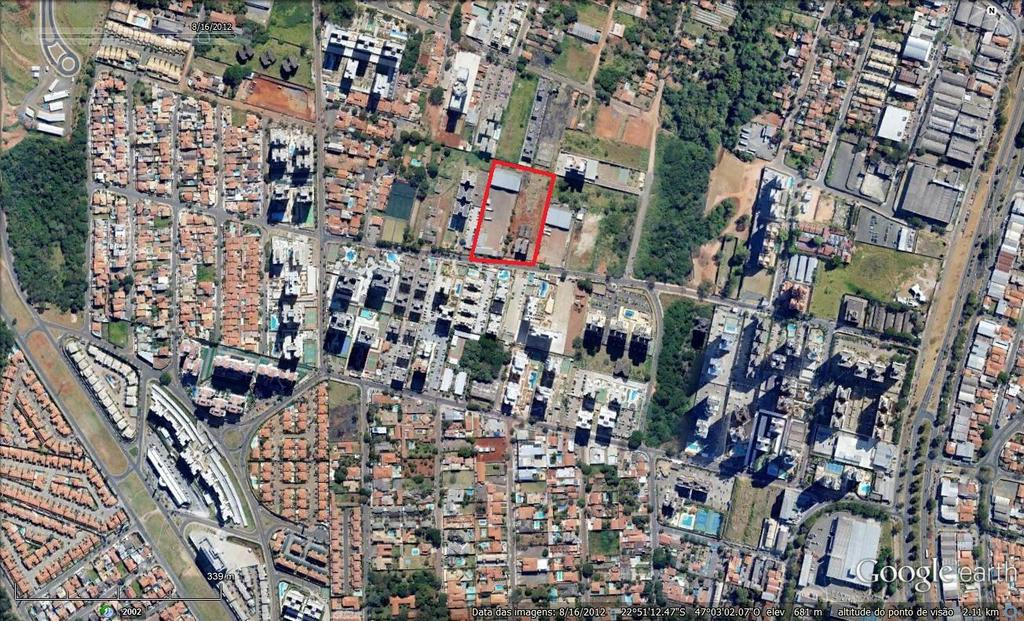Figura 4. Bairro Mansões Santo Antônio em 2006, com destaque para a área das antigas instalações da Proquima. Fonte: Google Earth. Imagem 29/08/2006. Figura 5.