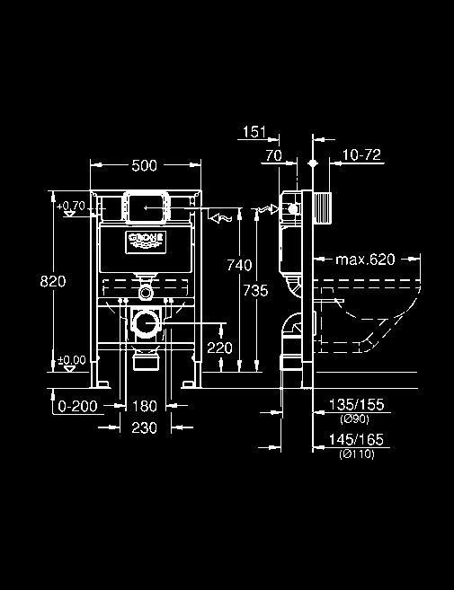 para a louça sanitária Distância entre cavilhas   para placa Sem acessórios de fixação Sem placa de accionamento GROHE EcoJoy para menor consumo e jato perfeito 38 519 001 409,00