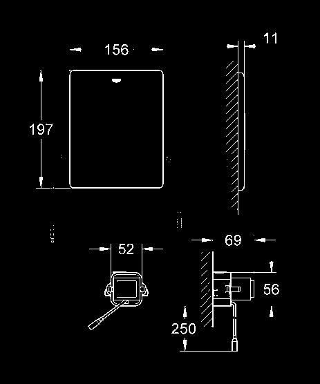 incluindo a fase de construção Para utilização vertical ou horizontal Acessórios para instalação na parede Para montagem de placas de descarga pequenas, por favor encomende a 40 911 000 (vendido