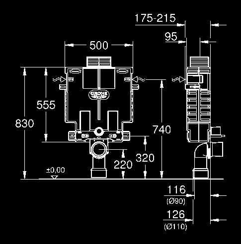 UNISETS E ACESSÓRIOS Referência Cor Preço 38 415 001 269,00 Uniset para WC Altura 0,82 m com cisterna 6-9l Accionamento frontal ou superior Módulo em