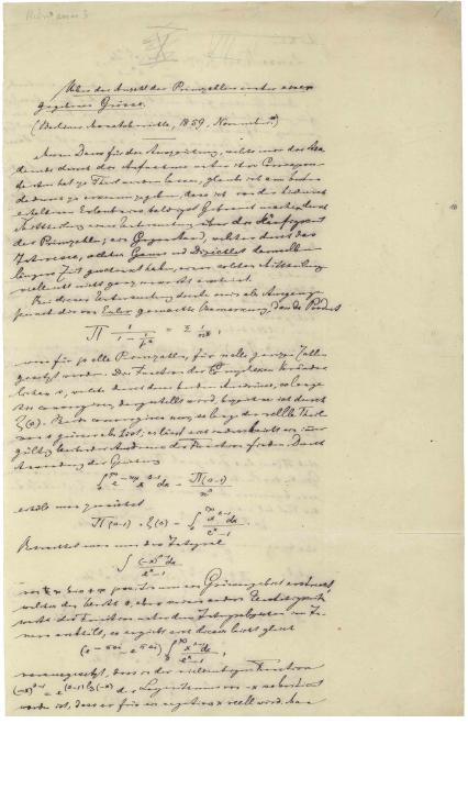 37 Na solução dessa equação que surge o problema que hoje vale um milhão de dólares. A Figura 7 mostra a primeira das oito páginas do artigo original de Riemann (CMI, 998).