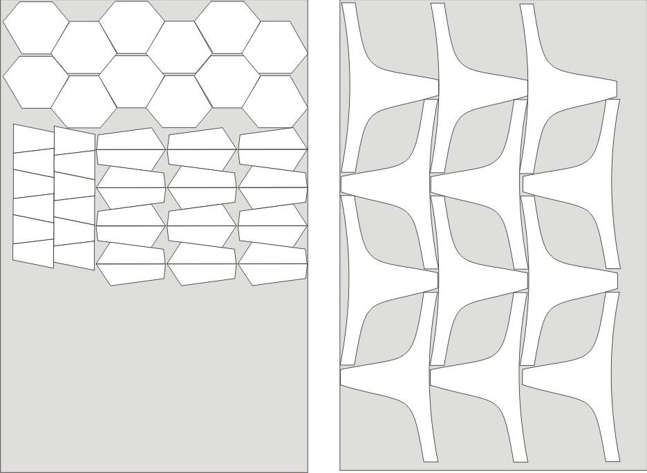 Esta modificação permite que estes módulos encaixáveis sejam cortados sem, ou com muito pouco espaço entre eles, o que resulta em uma redução considerável do desperdício de material.