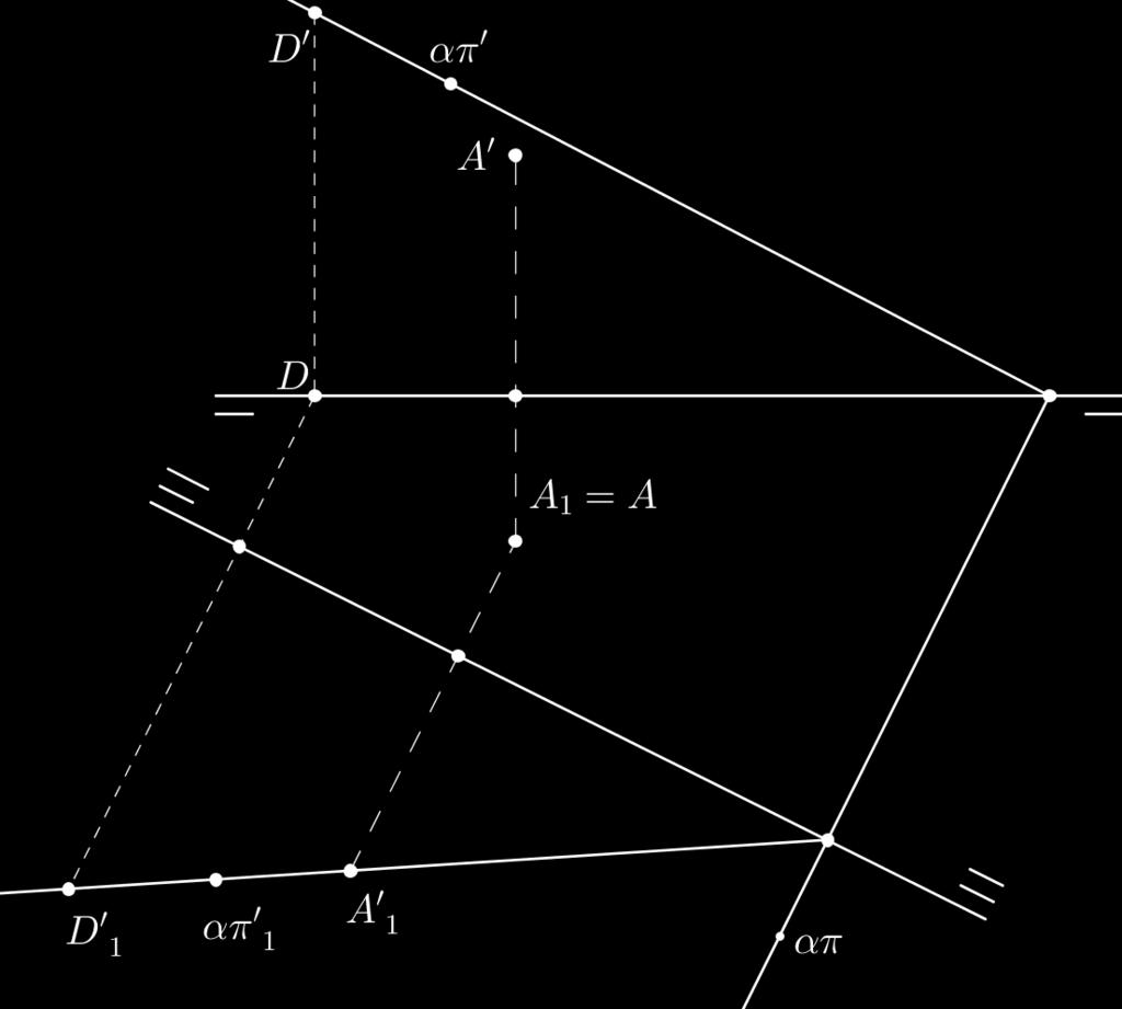 perpendicular a απ e marcamos um ponto qualquer (D) no traço