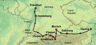 Alemanha Romântica, itinerário detalhado na página 14 e 15. 1 Dia / Domingo Frankfurt Chegada em Frankfurt e traslado ao hotel.