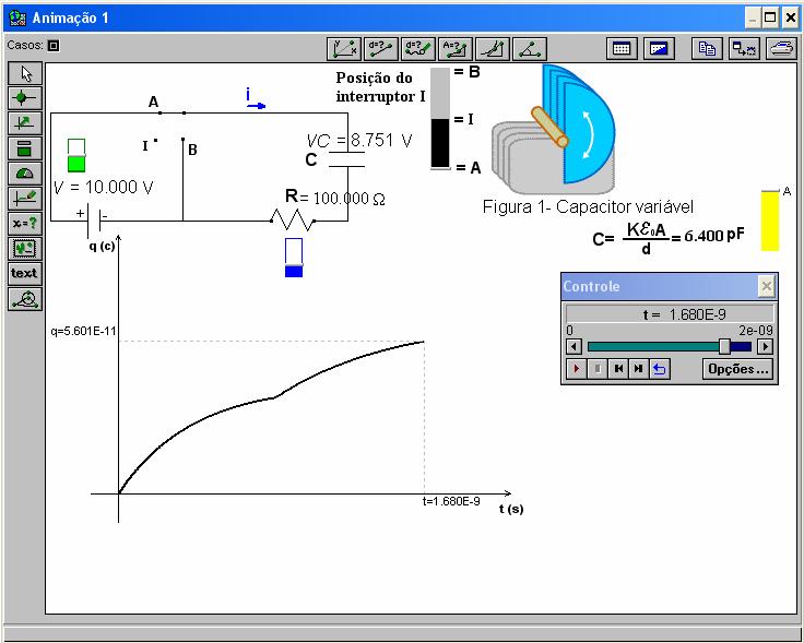 23 Fig. 1 Janela Animação 1 do modelo cirrc1.mdl. d) Enunciado das questões propostas aos alunos Atenção: Responda os itens a e b antes de executar o modelo.