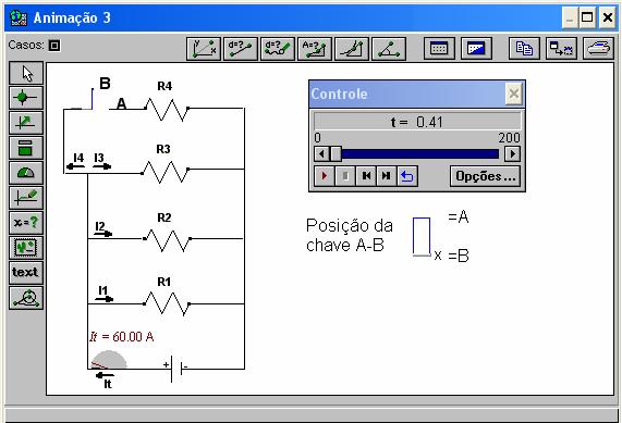 8 b) Abra a Animação 2. Você pode introduzir voltímetros para medir diferenças de potencial entre diferentes pares de pontos ao longo do circuito.
