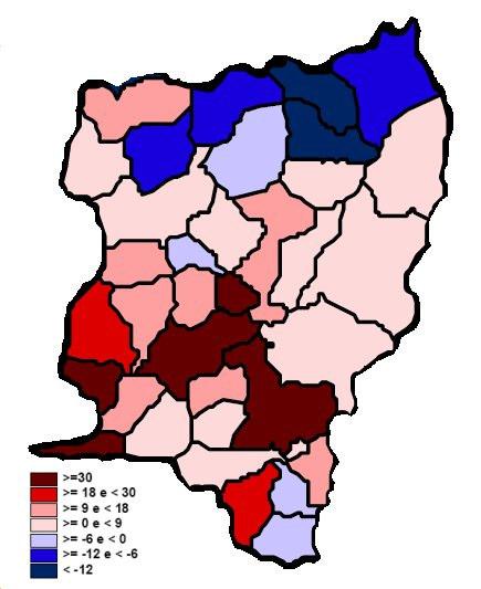 Numa análise por freguesias, o crescimento da população não ocorre uniformemente, havendo mesmo um conjunto de 20 freguesias, onde se registou uma diminuição da população residente (gráfico n 7),