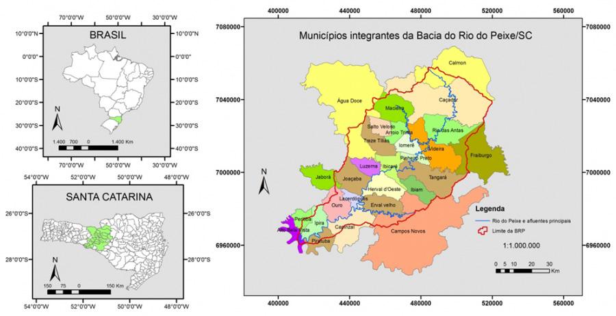 Mapa 1 Municípios integrantes da Bacia do Rio do Peixe, SC Fonte: Santa Catarina (2016). 2.