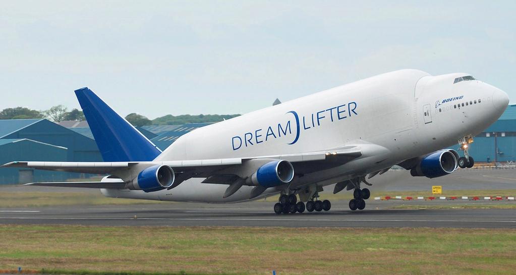 Boeing 747 Dreamlifter Tipo: Avião de Carga Comprimento: 71,68 m Peso máx: 364,2 toneladas Ano: 2007 Envergadura: 64,4 m Vel. máx: 878 km/h Origem: Estados Unidos Altura: 21,54 m Altitude máx:?