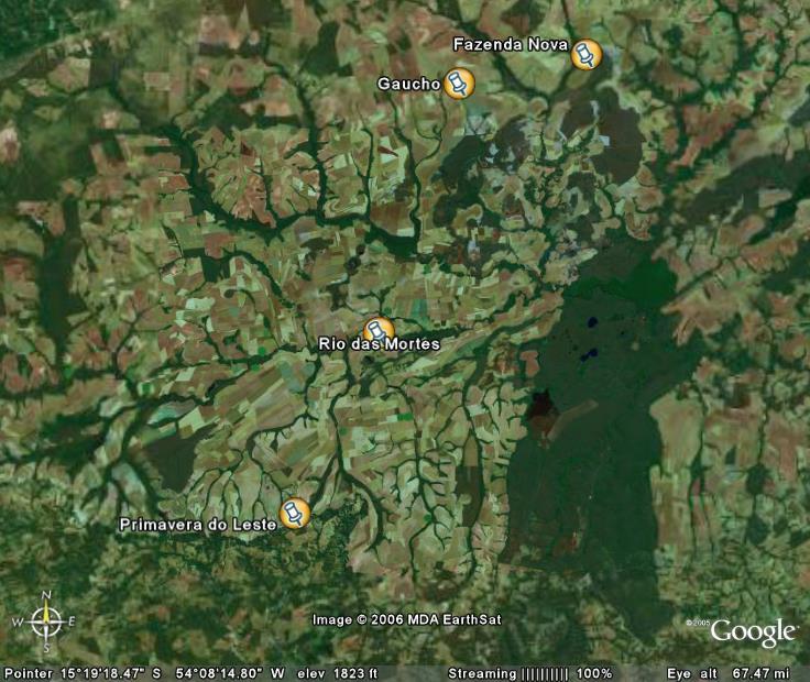 Projeto FACUAL 2005 Página 26 Figura 5. Via satélite da zona onde situada entre Primavera do Leste e Fazenda Nova (imagem Google Earth). 1.