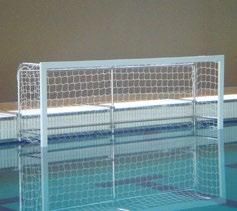 : 300x90x157cm Floating Water Polo Goals Made according to FINA and LEN rules. Bar and two posts made of 75x40mm white lacquered aluminium.