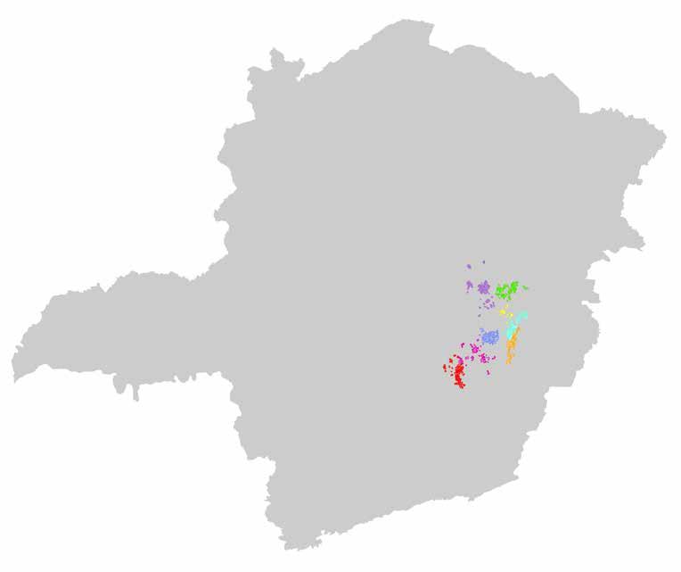 Mapa 1: Regiões abrangidas pelos monitoramentos de fauna e os respectivos projetos florestais onde foram definidos os pontos de amostragem.