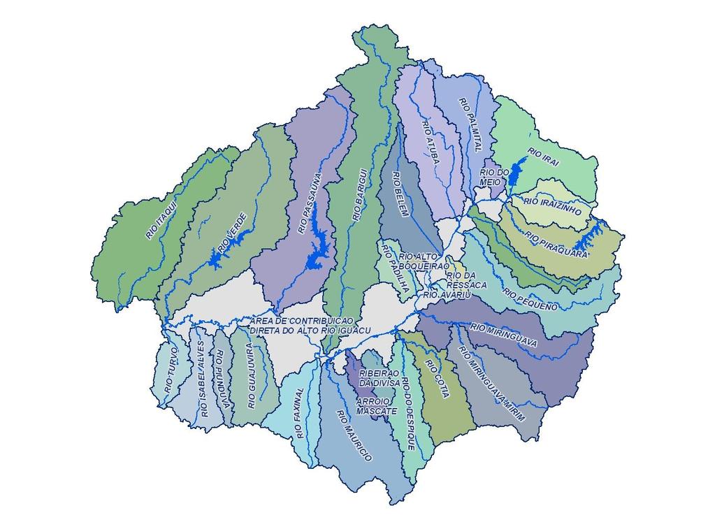 BACIA HIDROGRÁFICA DO ALTO IGUAÇU Almirante Tamandaré, Araucária, Campina Grande do Sul, Campo Largo, Colombo, Contenda, Curitiba, Fazenda Rio Grande,