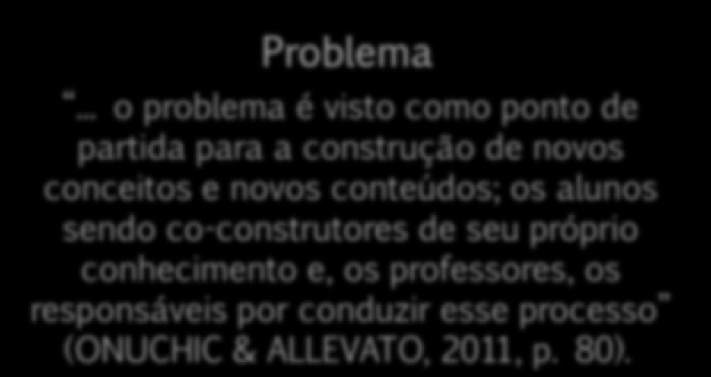 .. o problema é visto como ponto de partida para a construção de novos conceitos e novos