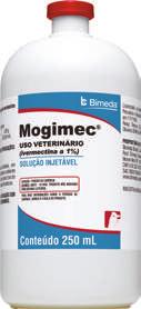 MOGIMEC Solução injetável de ivermectina a 1% Endectocida indicado no tratamento e controle de parasitas internos e externos dos bovinos.