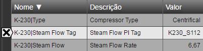 Visualizando dados do processo com símbolos 2. Clique no botão X. As linhas selecionadas serão excluídas da sua tabela.