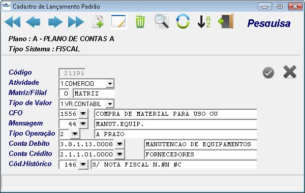 Sistema Contábil Integração dos Sistemas Parametrização Entre Módulos Financeiro, Contábil, Fiscal e Folha de