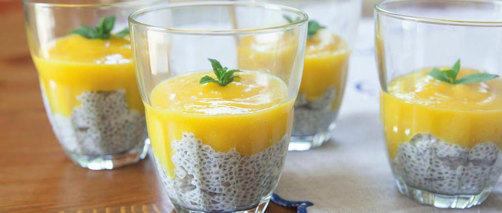 PARA COMER SEM CULPA Opções deliciosas e saudáveis! LACFREE Pudim de Chia com frutas da estação Leite de coco vegetal, chia, mel, óleo de coco, frutas da estação. R$ 8.