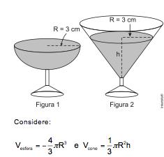 11. Considere uma laranja como uma esfera composta de 12 gomos exatamente iguais. Se a laranja tem 8 cm de diâmetro, qual é o volume aproximado de cada gomo? a) 19cm 3. b) 20cm 3. c) 21cm 3.