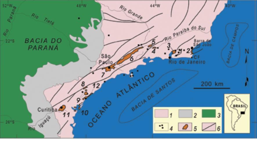 oceano Atlântico, em que os processos de afinamento da crosta e a acumulação de sedimentos na Bacia de Santos teriam determinado, durante o final do Cretáceo e o início do Paleógeno, um acentuado