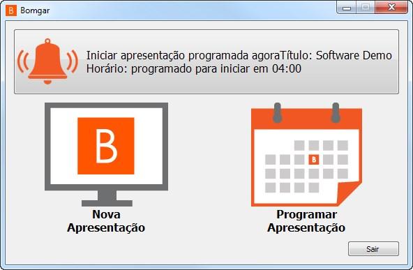 Inicie uma apresentação a partir de: menu Apresentar do console de suporte técnico botão de início rápido Apresentar no topo do seu console de suporte técnico janela de seleção da interface