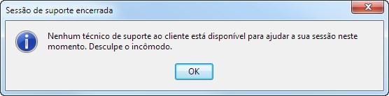 Os clientes que estiverem saindo da sessão desta forma não serão direcionados à página Questionário de Saída, pois nenhum serviço foi fornecido por um técnico de suporte ao cliente.