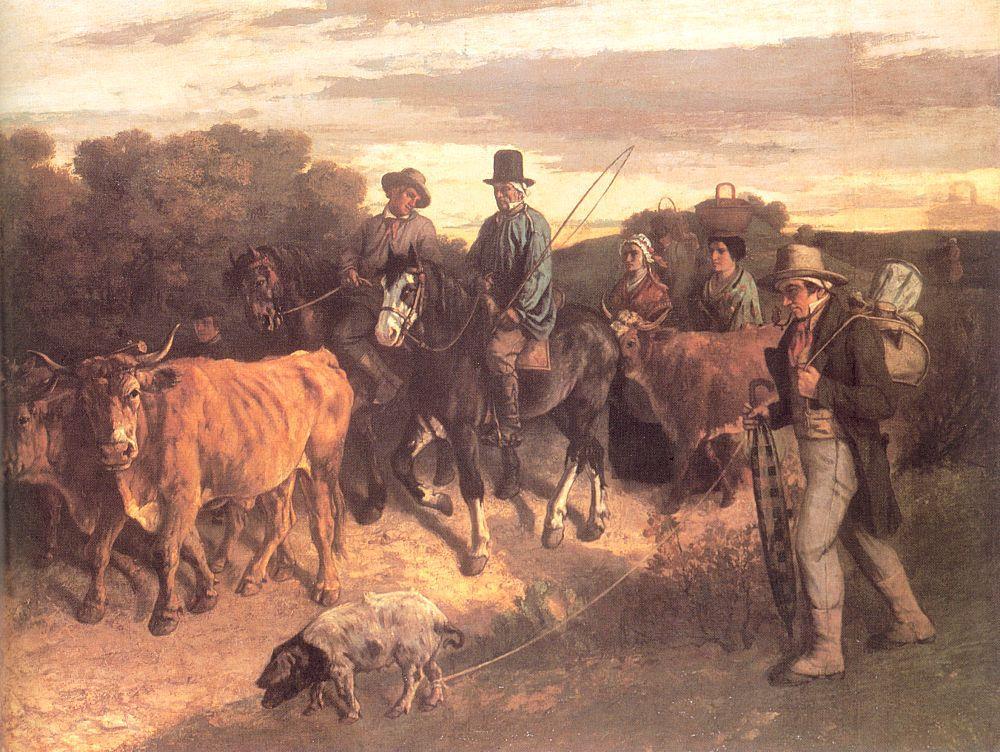 Os camponeses de Flagey, Gustave Courbet, 1850- Realismo 55, óleo sobre tela,