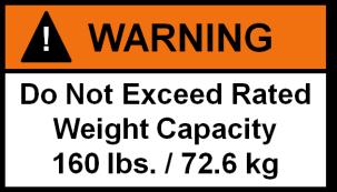 Avisos de segurança Aviso Não exceda a capacidade de peso de 72,6 kg (160 lb).