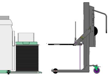 Operação do Carrinho de Material de Produção Xerox (Nuvera) Como acoplar o Carrinho de Material de Produção Xerox ao Empilhador XPS Xerox Nuvera