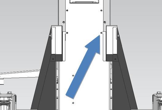 b. Pressione o botão de elevação para corresponder as linhas curtas nas laterais com a linha na barra do carrinho.