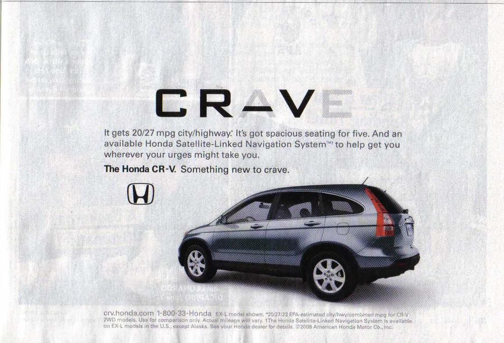 11 Anúncio 3 Honda CRAVE FIGURA 3 Honda crave Fonte: Revista Us Weekly 22/06/2009 p.