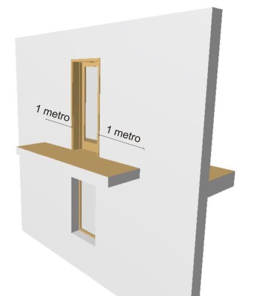 Figura 3.12 Distância entre vãos de fachada sucessivos com obstrução Em paredes de fachada não tradicional, têm que ser igualmente adoptadas as medidas anteriormente descritas.
