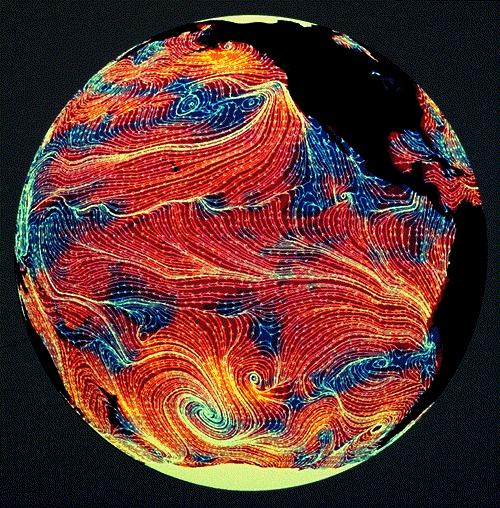 Terra causa a curvatura e divisão das massas de ar em células de circulação de ar.