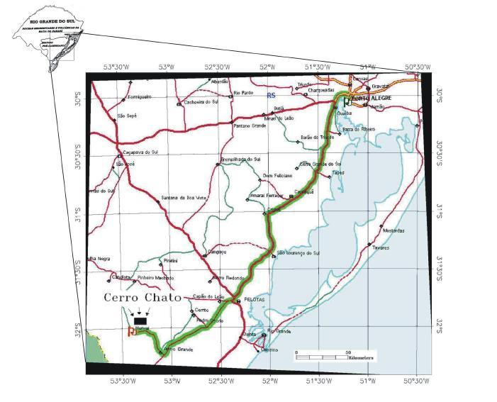 3 Figura 1: Mapa de localização da região de Cerro Chato, Herval, RS (extraído de Rocha P.G. 20