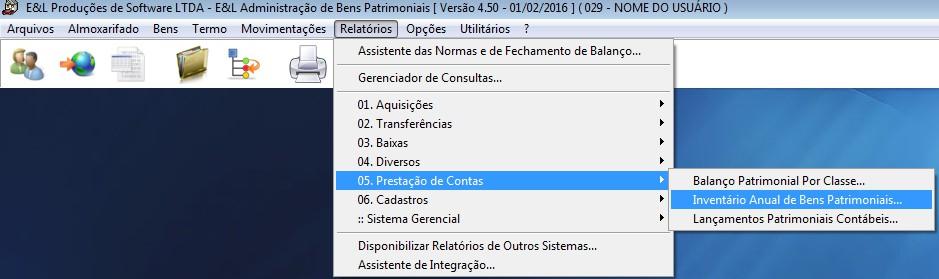 Ou através do menu Relatórios/Prestação de