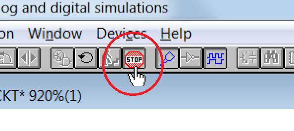 Após clicar no botão Run/Stop, o botão passa a exibir uma mensagem STOP, indicando que para parar a simulação, é necessário clicar novamente no botão.