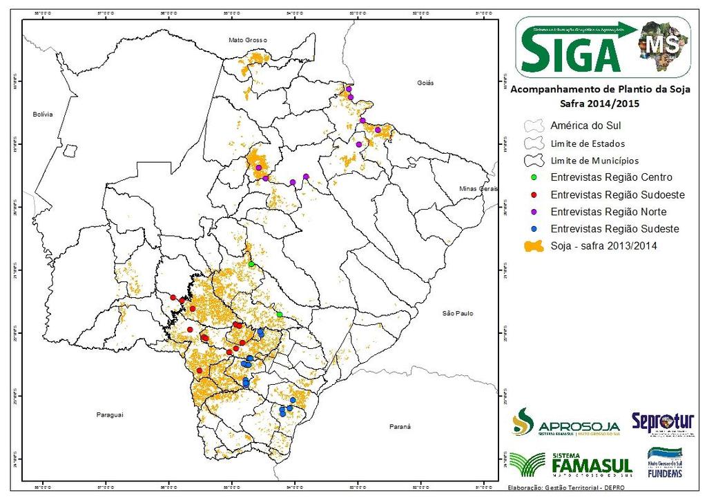 Na região Sudeste (Douradina, Dourados, Caarapó, Naviraí e Itaquiraí) a variedade Potência RR foi a mais citada entre os produtores entrevistados.